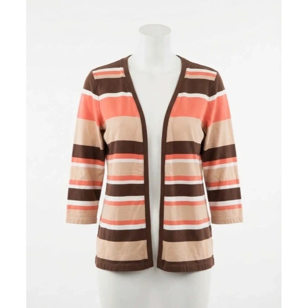 Liz Claiborne Brown and Coral 3/4 sleeve Cardigan